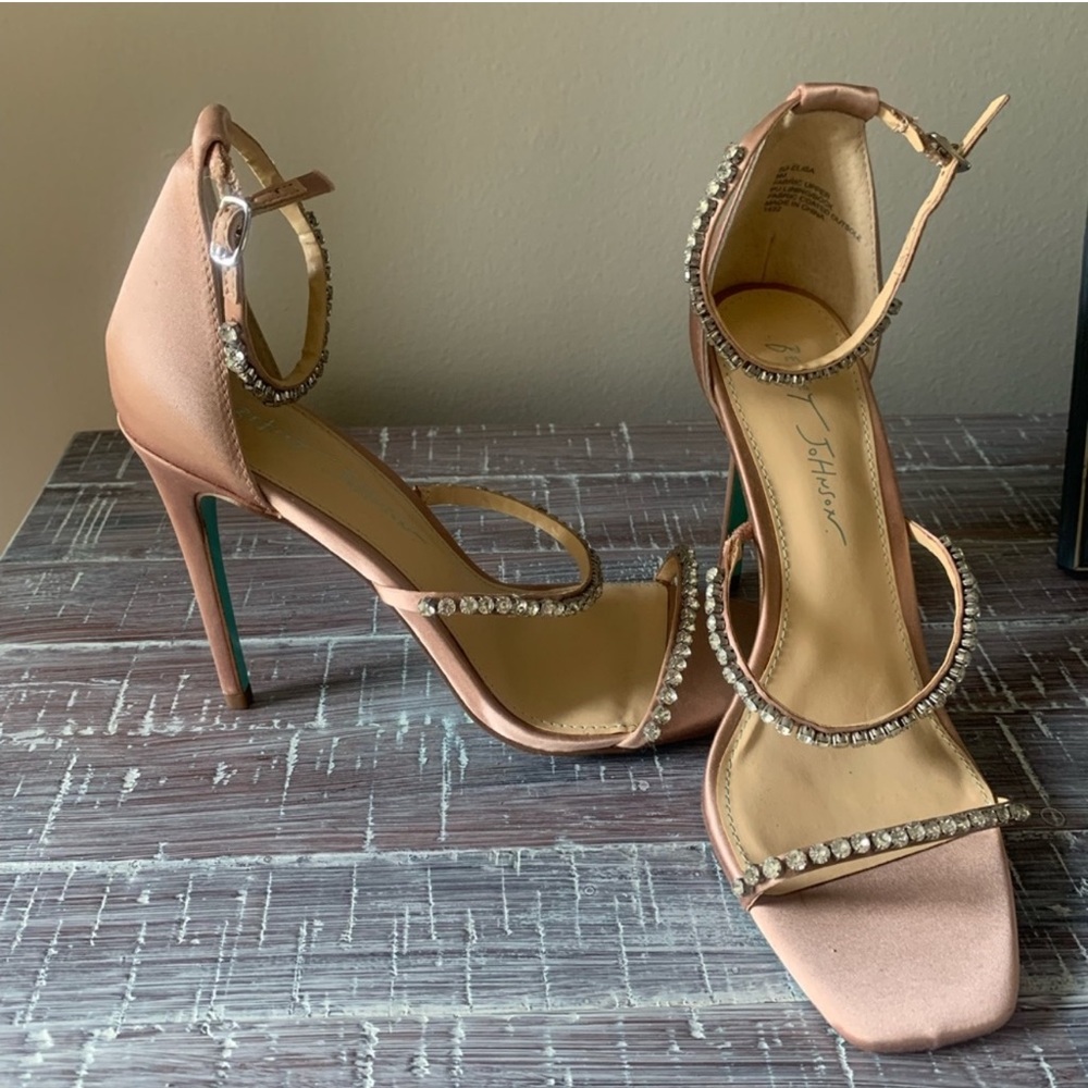 Betsey Johnson rhinestone ankle strap heels